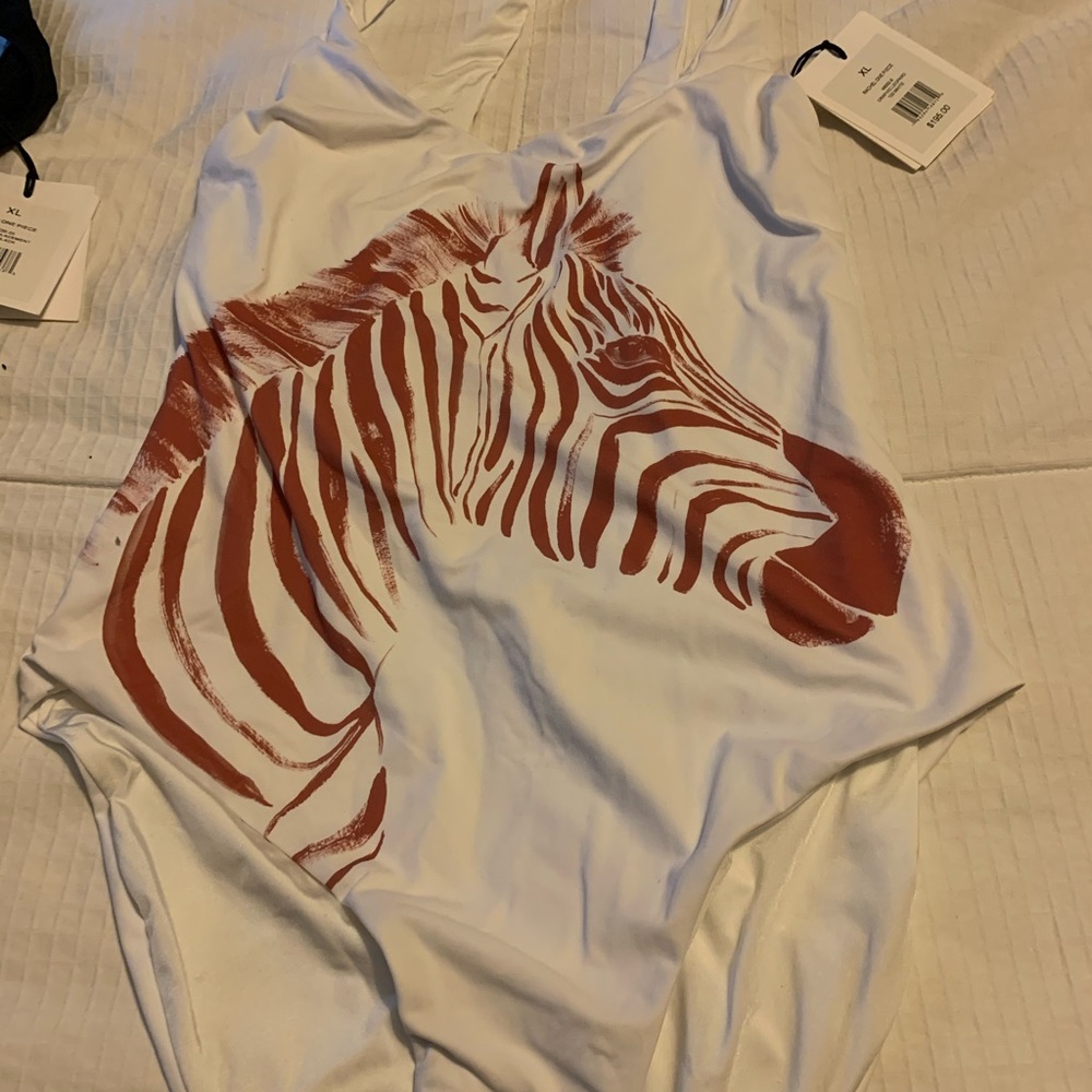 Brand new Onia white zebra bathing suit.